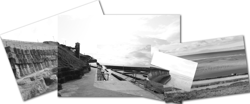 site collage photos 3 black white shadow